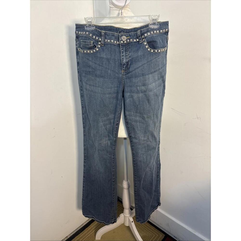 Cache Studded Boot Cut Midrise Y2K Blue Jeans Sz 12 W34”L33” Tall?